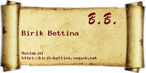 Birik Bettina névjegykártya
